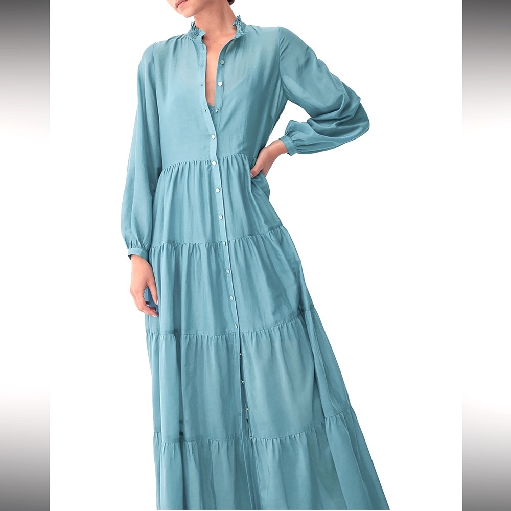 Bird and Knoll James Maxi Dress Tranquil Blue XXS